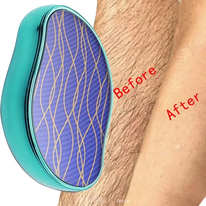 Crystal Hair Remover Painless Exfoliation, Portable Hair Removal Tool, Magic Hair Eraser for Back Arms Legs Fast & Easy, Reusable Crystal Hair Eraser for Women and Men (Dark Blue)