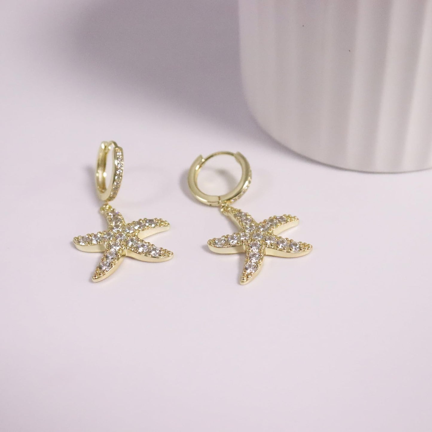 ToHeart Gold Starfish Dangle Earrings