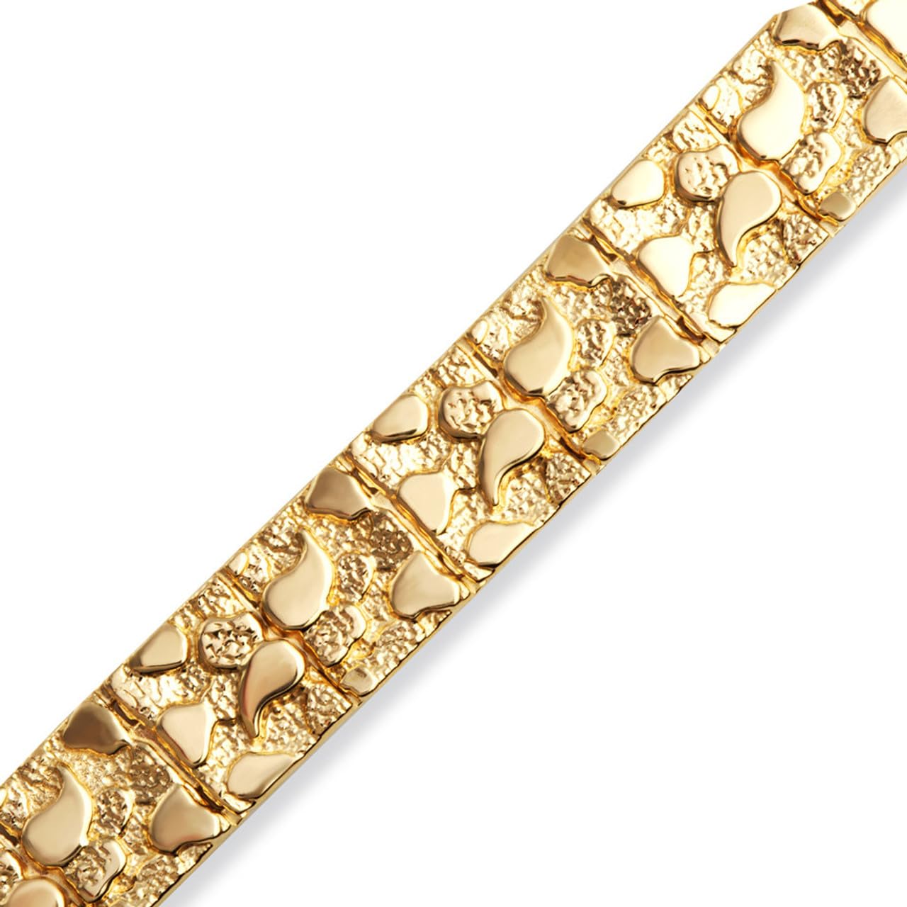 Solid 14k Yellow Gold Large Textured Nugget Bracelet (Size 8.5)