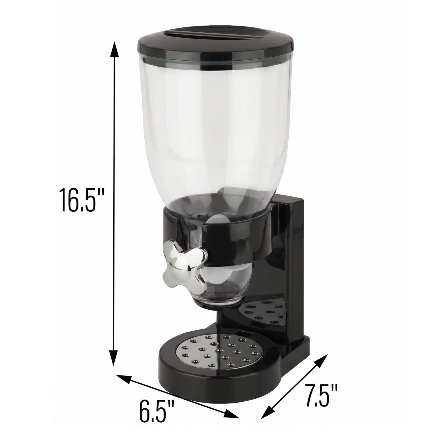 Honey-Can-Do Dry Food Dispenser, Single Control, Black/Chrome