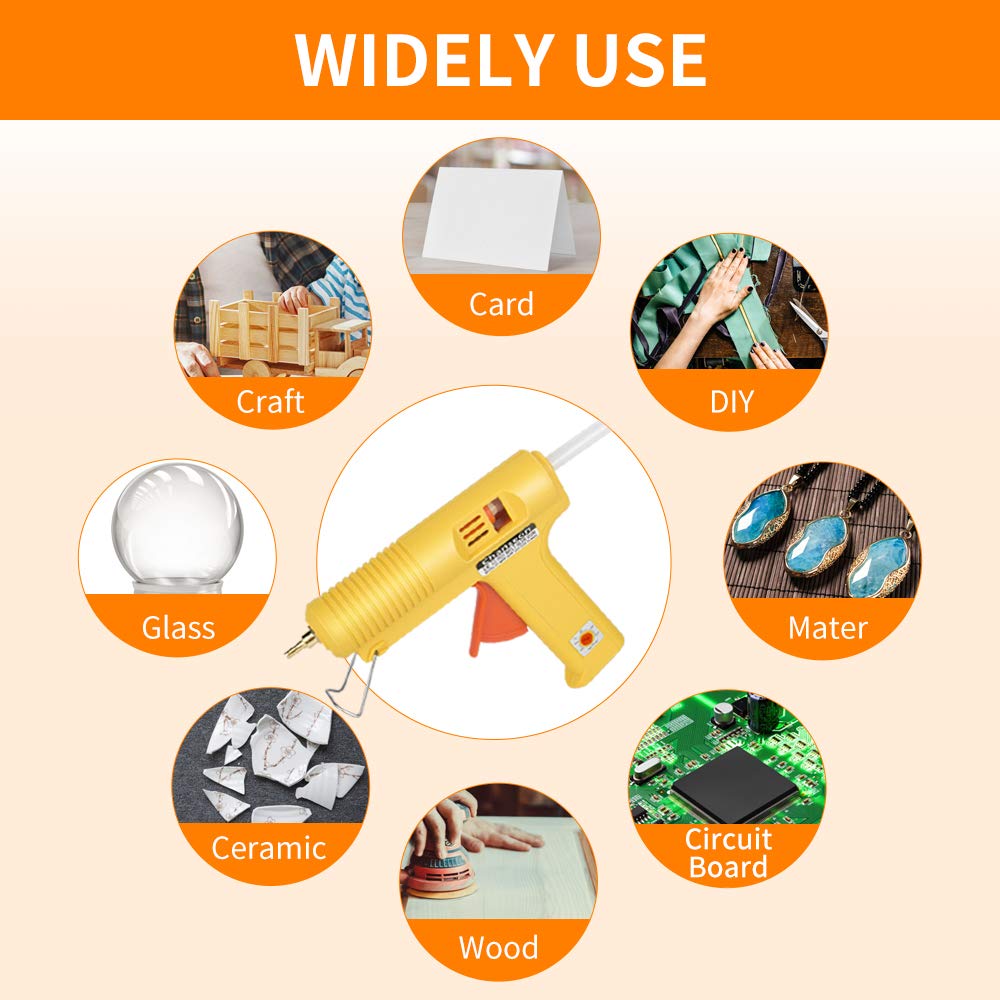 Chanseon 150 watts Industrial Hot Melt Glue Gun US Plug with 10 Pcs Glue Sticks Adjustable Temperature 5 Copper Nozzles for DIY Crafts and Quick Repairs