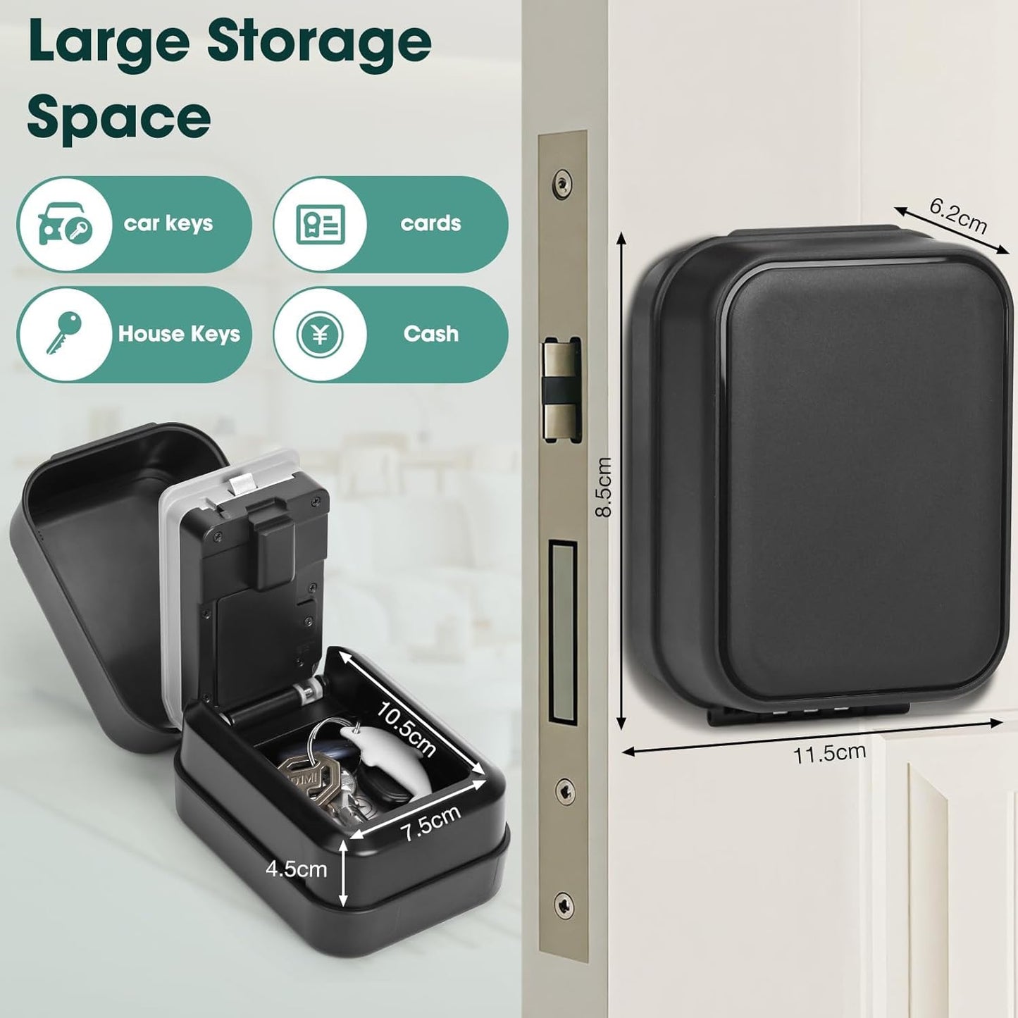 Thlevel Smart Key Lock Box Electronic Bluetooth Lock Box with Tuya APP Control & PIN Code Types,Share eKey Wall Mounted Lock Box for Airbnb Realtor House Office