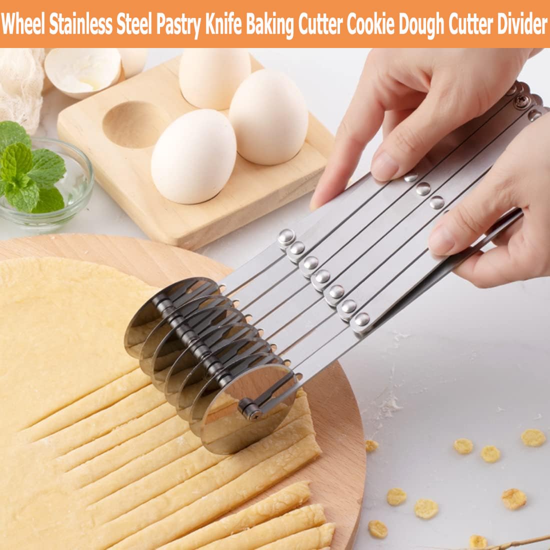 Food Grade Stainless Steel Pizza Cutter Multi-Wheel Dough Divider Pastry Knife Baking Cutter (7, Wheel)