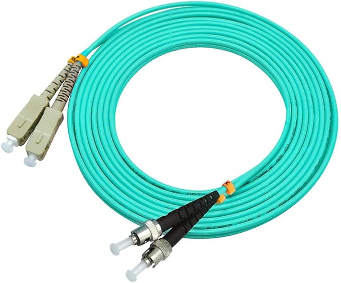 Jeirdus 20Meters 65ft SC to ST Duplex 50/125 10G OM3 Multi-Mode Fiber Optic Cable Jumper Optical Patch Cord SC-ST