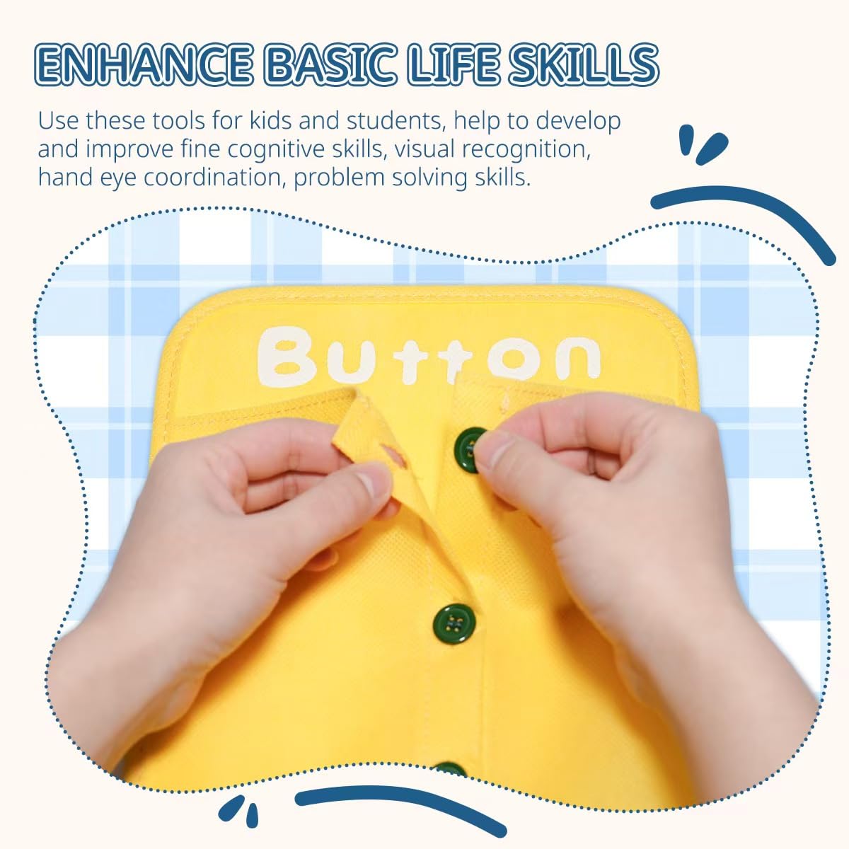 Learning to Dress Busy Boards, Shoe Tying Practice for Kids, Basic Life Skills Toys Learn to Button, Buckle, Zip, Snap, Lace, Tie, Sensory Board Fine Motor Development Toy for Preschool Classroom