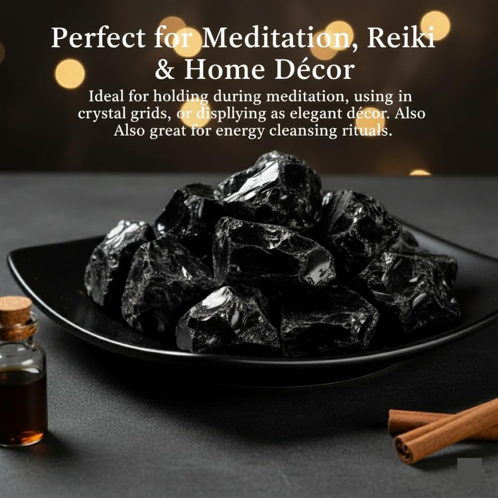 Healing Crystal Stones, 1.25-2.0" Large Reiki Healing Gemstones Natural Tumbled Polished Stones for Energy Witchcraft Therapy Meditation Pack 2 (Black Obsidian)