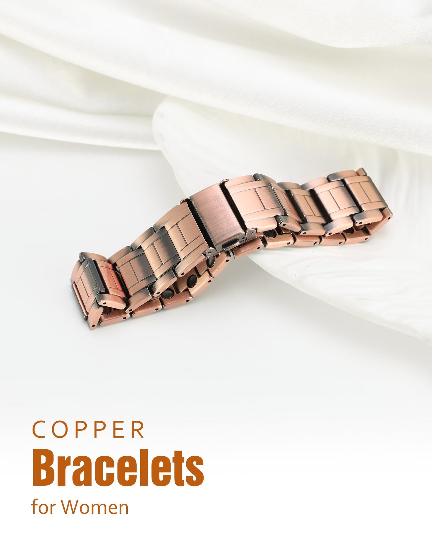 Jecanori 3X Strength Copper Bracelets for Men, Mens Pure Copper Magnetic Bracelet with Upgraded 3800 Gauss Magnets, Premium Fold-Over Clasp & Sizing Tool