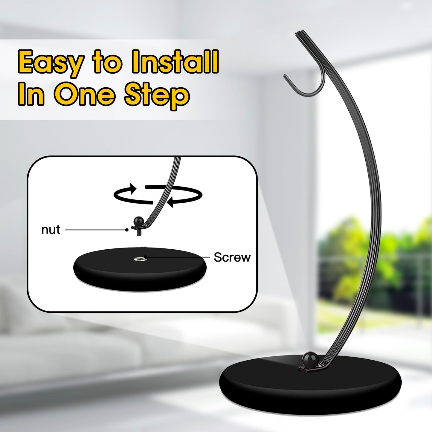 HOMKULA Banana Holder Stand - Hanging Hook Stands, Banana Hanger Hook Stand for Kitchen Counter (Modern, Full Black)
