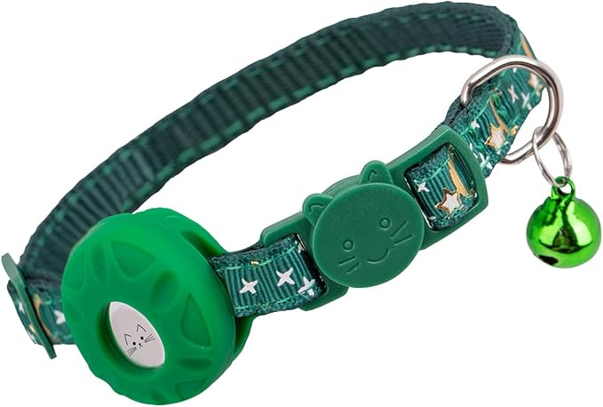 Breakaway Cat Collar with Airtag Holder,Kitten Collar with Bell
