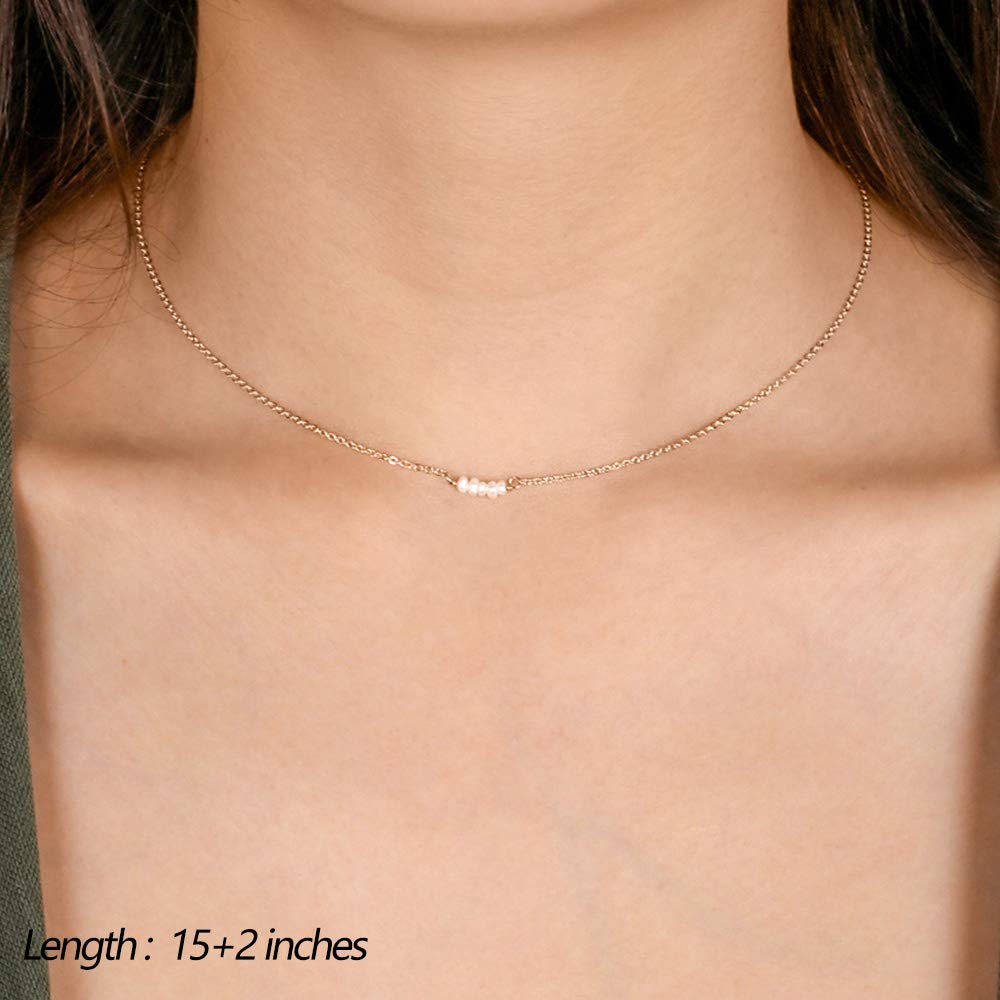 Dainty Layering Simulated Pearls Necklace Circle Necklace Simple Delicate Handmade Y Pendant Necklaces for Women