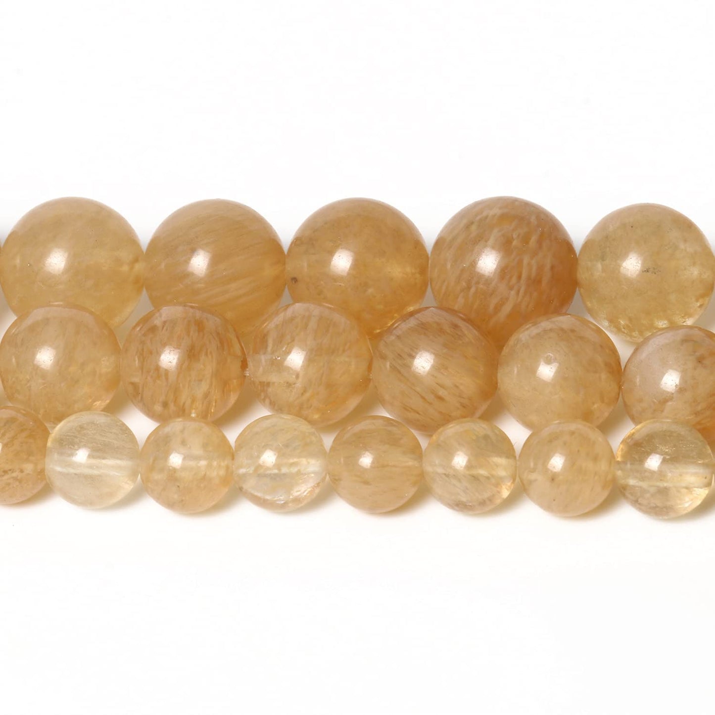 45pcs 8mm Natural Stone Beads Gold Rutilated Quartz Beads Crystal Gemstone for Jewelry Making, DIY Bracelet Necklace