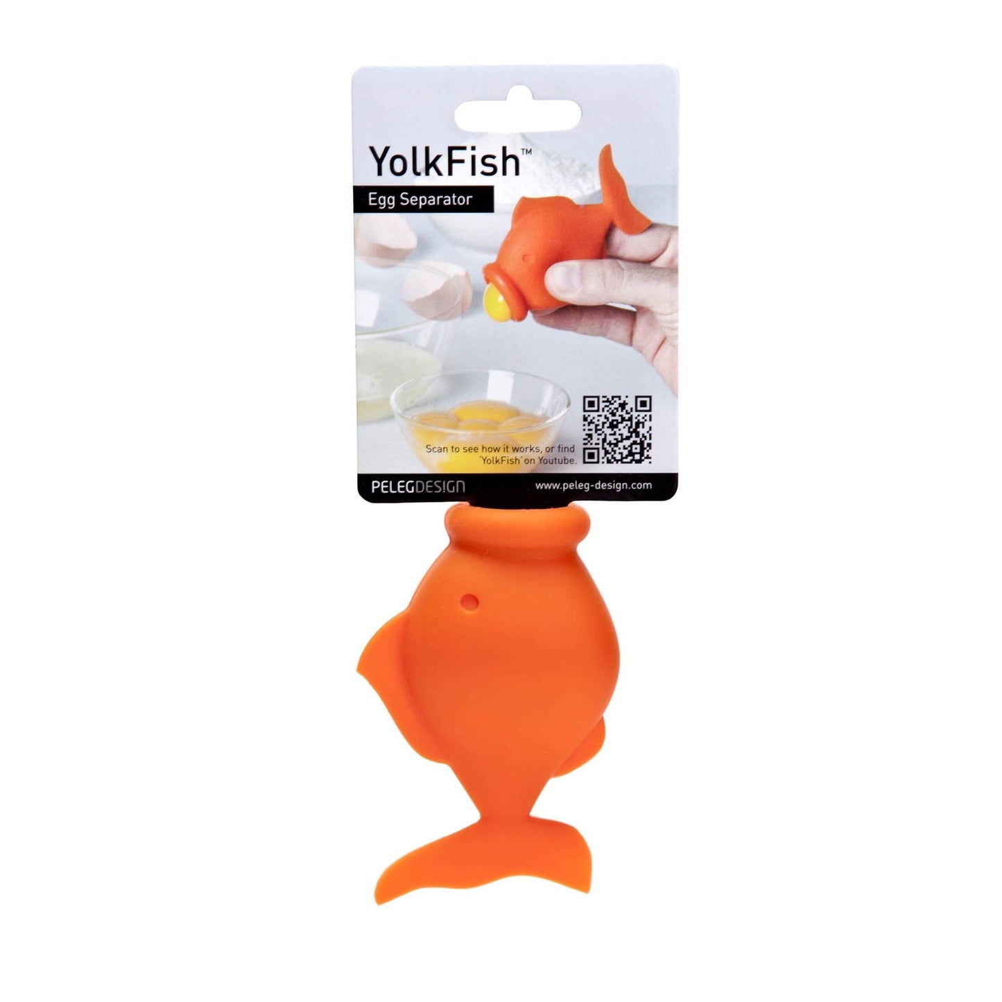 Peleg Design Egg Separator for Raw Eggs – Silicone Egg Yolk and White Separator, YolkFish Lips Swallow Release – Cute Kitchen Tool Gadget for Cooking/Baking