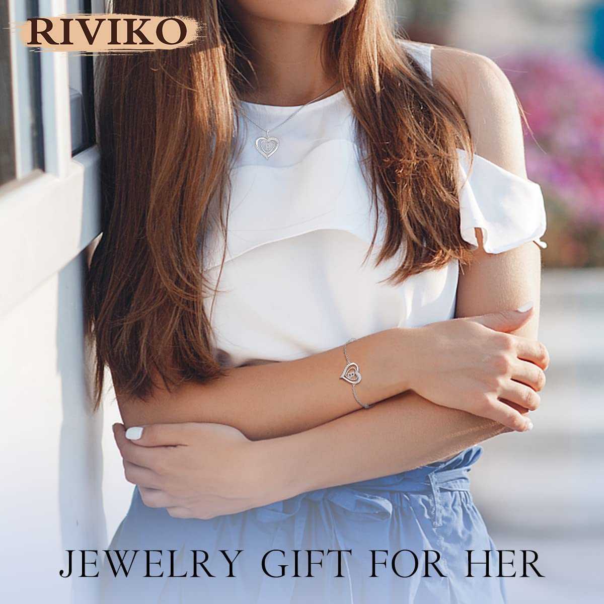 RIVIKO Heart Initial Bracelets for Women,925 Sterling Silver Letter B Bracelets,Personalized Charm Alphabet Jewelry Anniversary Valentines Birthday Gifts for Women Her Mom Wife Lady