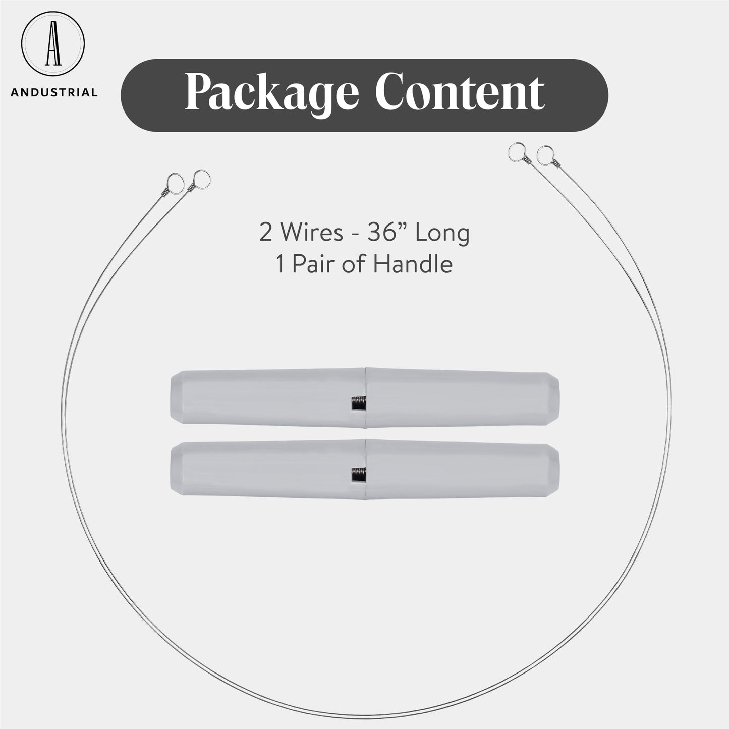 ANDUSTRIAL Stainless Steel Cheese Cutting Replacement Wires For Soft and Hard Cheese - Easy to Use and Clean - 2 Wires 36" + 1 Pair Egronomic Plastic Handle