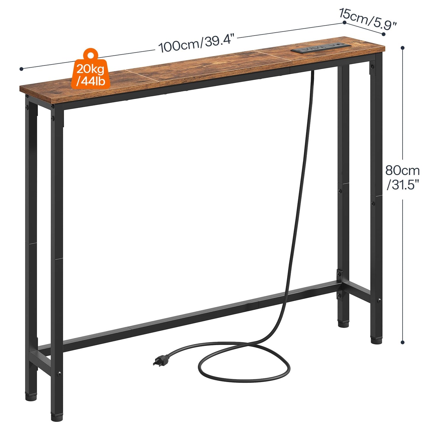 HOOBRO Narrow Console Table and Console Table Bundle, 15.7" Entryway Table with 2 Fabric Drawers, 39.4 Inch Narrow Entryway Table with Power Outlets, BF71XG01-BF52UXG01G1