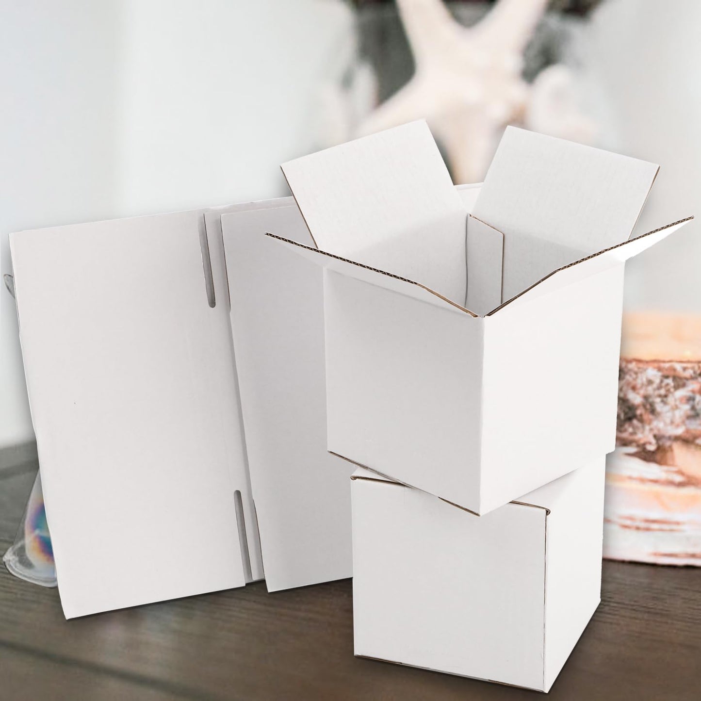 Peohud 40 Pack Small Shipping Boxes, 4 x 4 x 4 Inches White Corrugated Cardboard Box, Mailing Box for Shipping, Packing Storage, Gift Box, Recyclable
