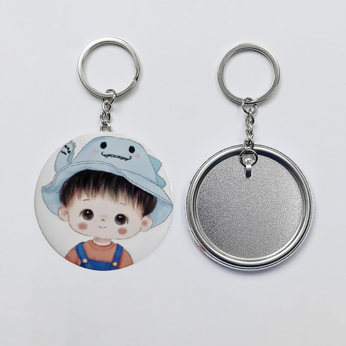 Rntfunre 200 PCS 58mm/2.25 inch Button Maker Keychains Supplies, Metal Badge Sets with Metal Shell Back Cover, Transparent Film and Chain Head