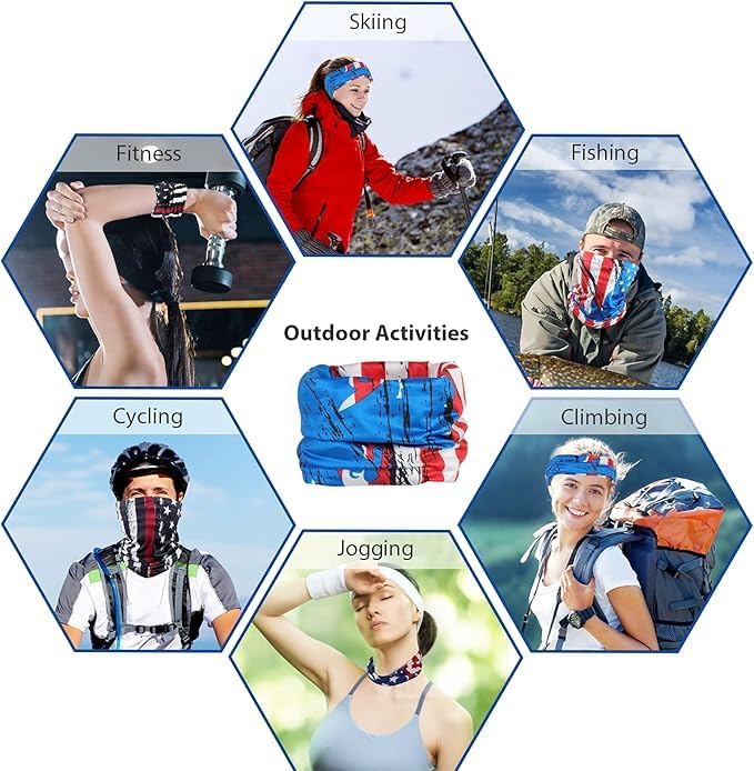 Sun Protection Face Mask Neck Gaiter - 9 Pack Breathable UV Protection Scarf for Men & Women, Hiking, Cycling, Fishing
