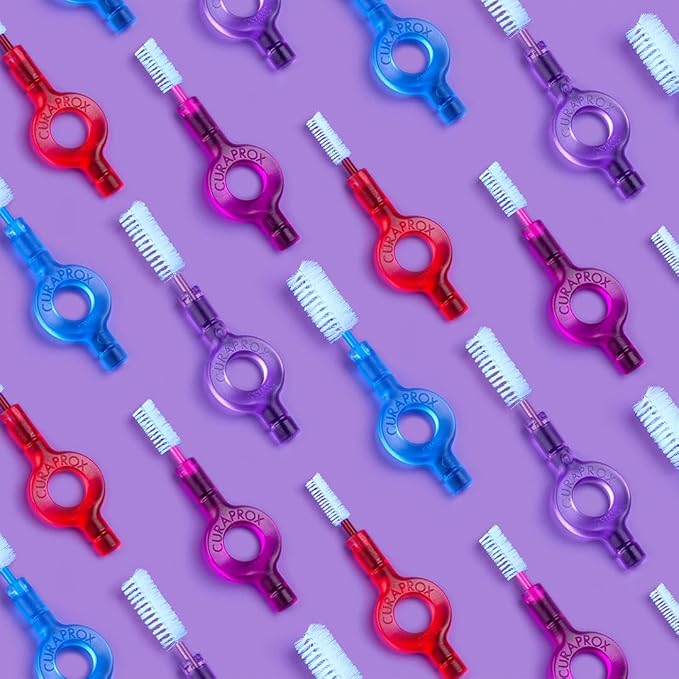 Curaprox Interdental Brush Set CPS 406 Perio – for Larger Spaces & Sensitive Gums | Includes 5 Brushes & Angled Holder for Precise Cleaning | Swiss Made