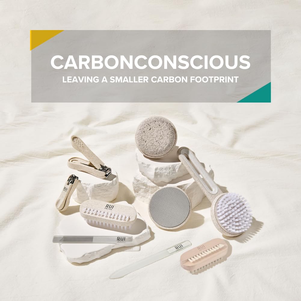 Rui Smiths CarbonConscious Wooden Nail Cleaning Brush with 2-Sided Bristles for Manicure and Pedicure Grooming | Made with Wood and Pig Bristles