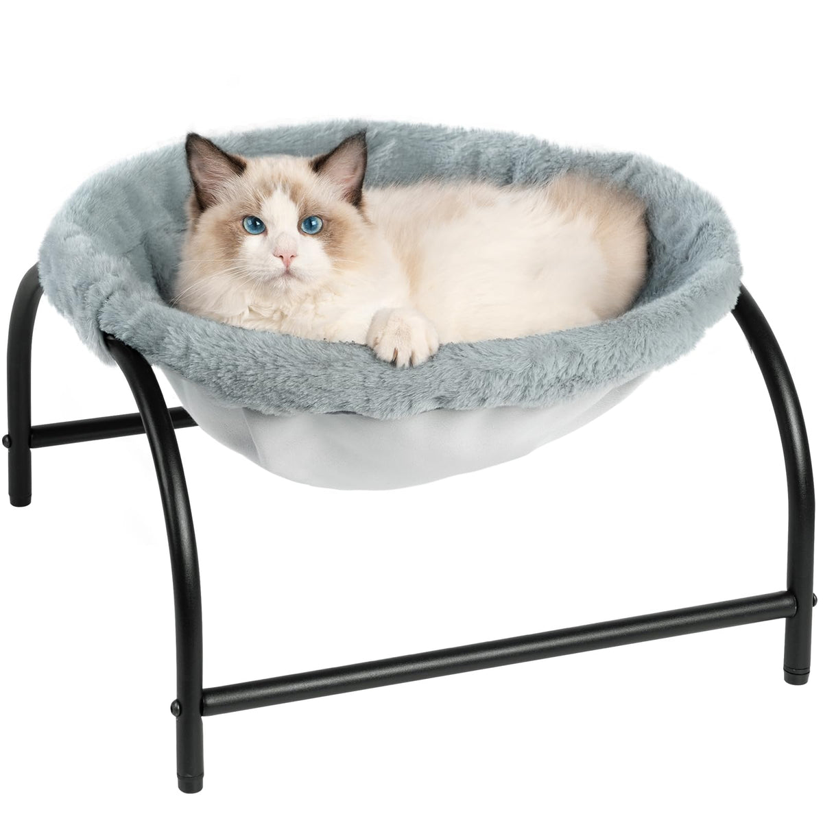 JUNSPOW Cat Bed Large Free-Standing Detachable Pet Hammock Cat Sleep, Grey