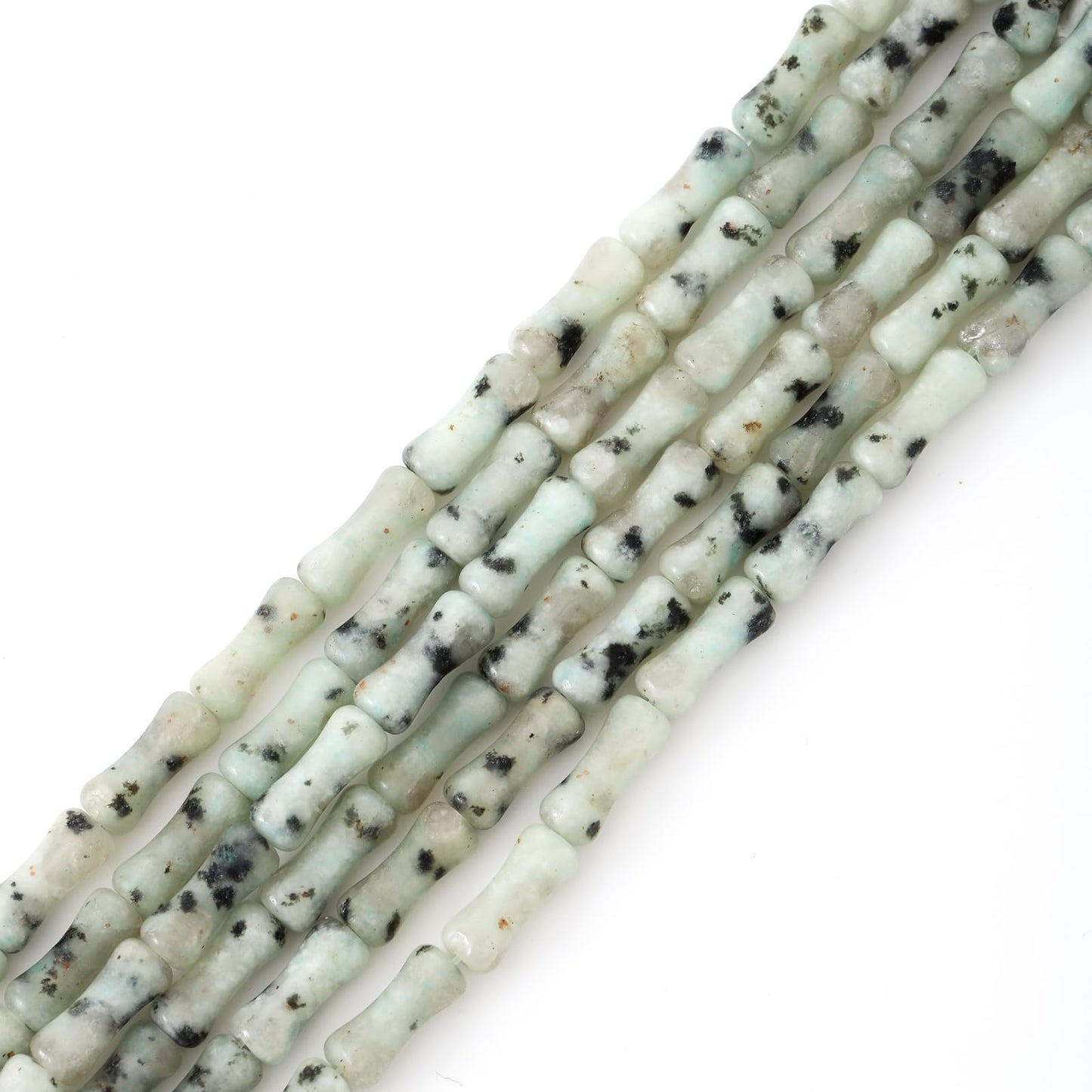 5x12mm Natural Kiwi Jasper Stone Bamboo Shape Gem Healing Energy Loose Spacer Beads for DIY Necklace Bracelet Earring