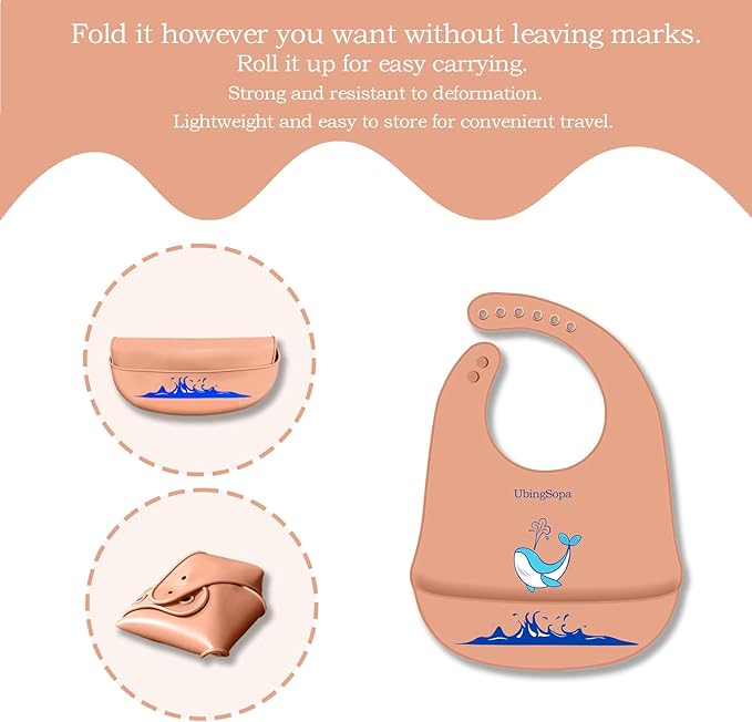 Silicone Baby Bibs – Adjustable, Soft, Waterproof & Durable, with Large Food-Catching Pocket, Feeding-Friendly