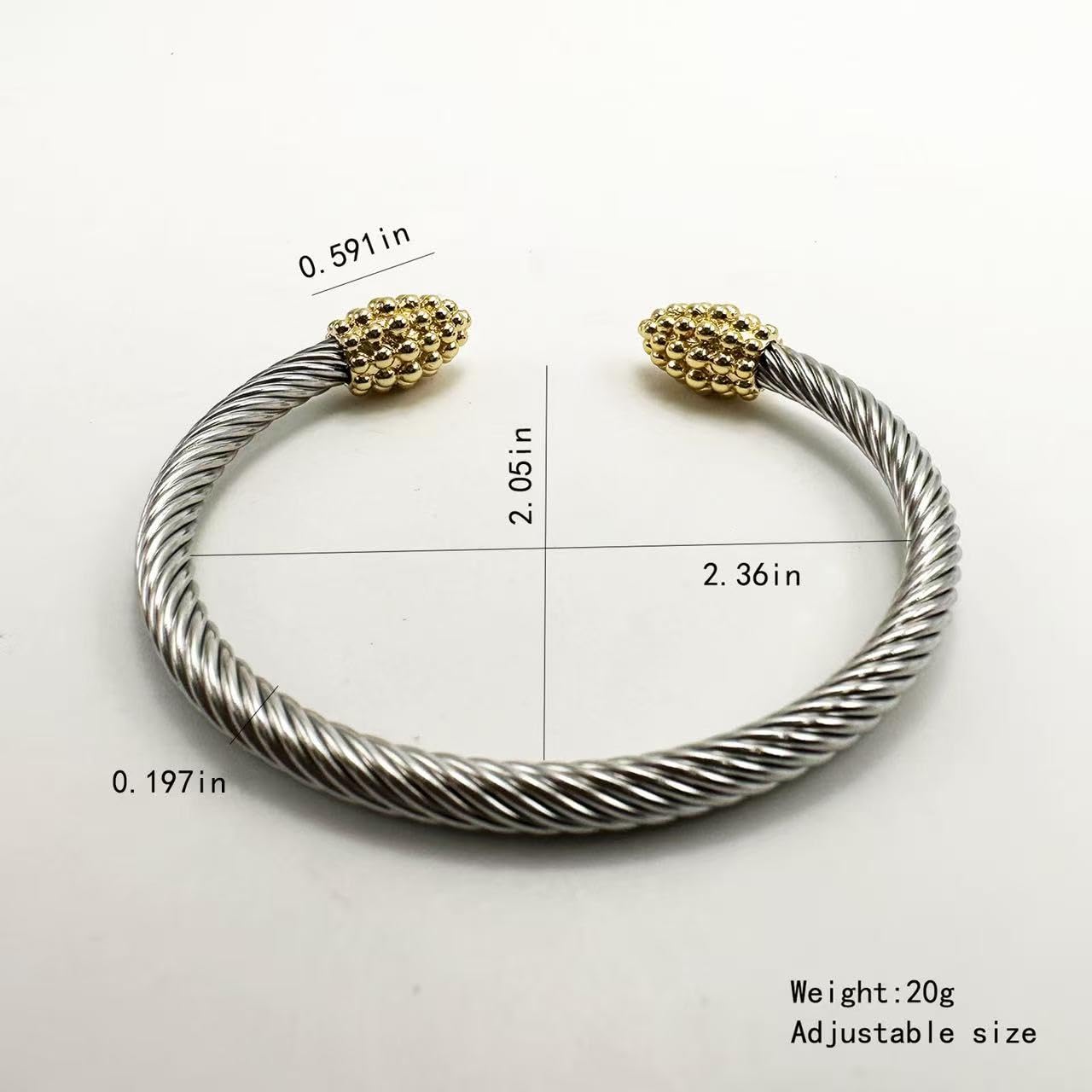 Gold Plated Cuff Crystal Bracelet, Stackable Bangles,Twisted Cable Wire Bangle Bracelets for Women, Stainless Steel Jewelry with Cubic Zirconia