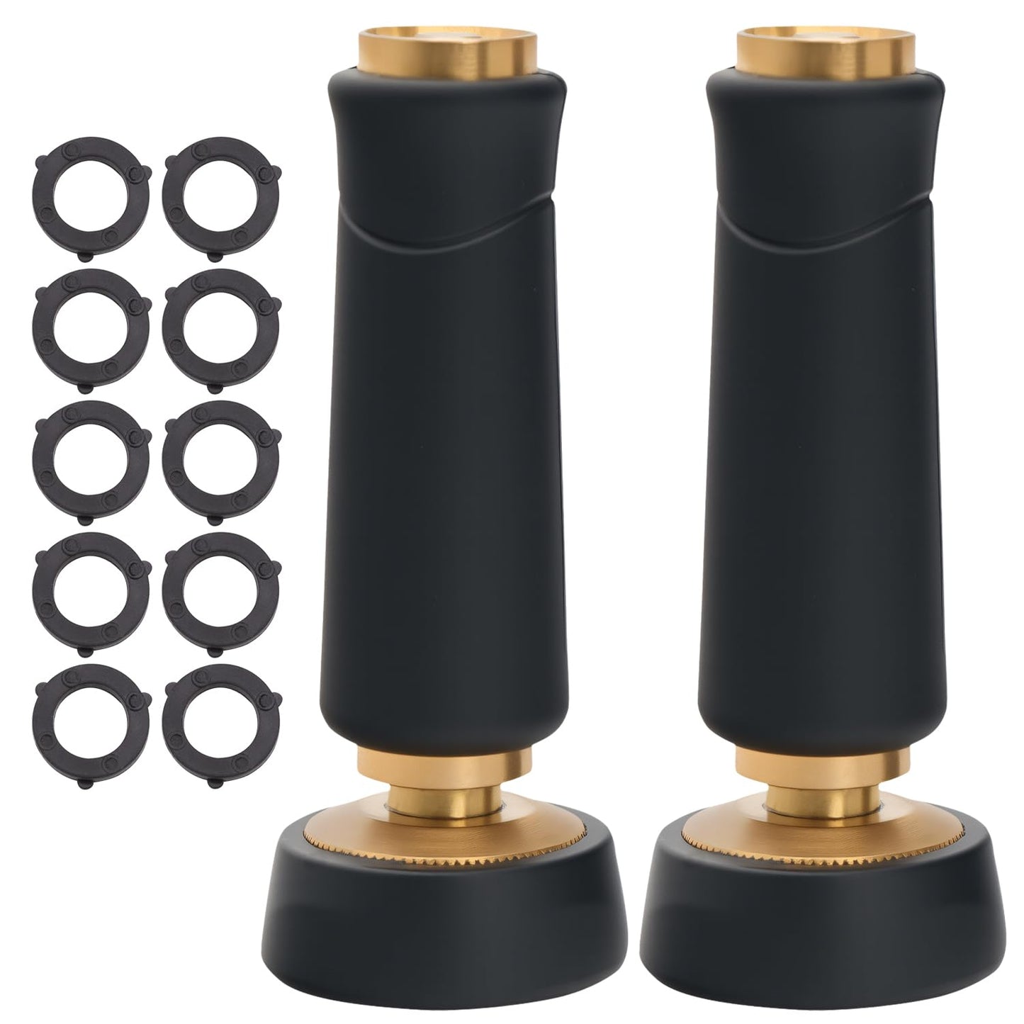 Brass Hose Nozzle, Heavy-Duty Sprayer for Garden Hoses, High Pressure Adjustable Twist Hose Nozzle, Spray Gun Rubber-Coated, Extra 10 Rubber Washers, 2 Pack