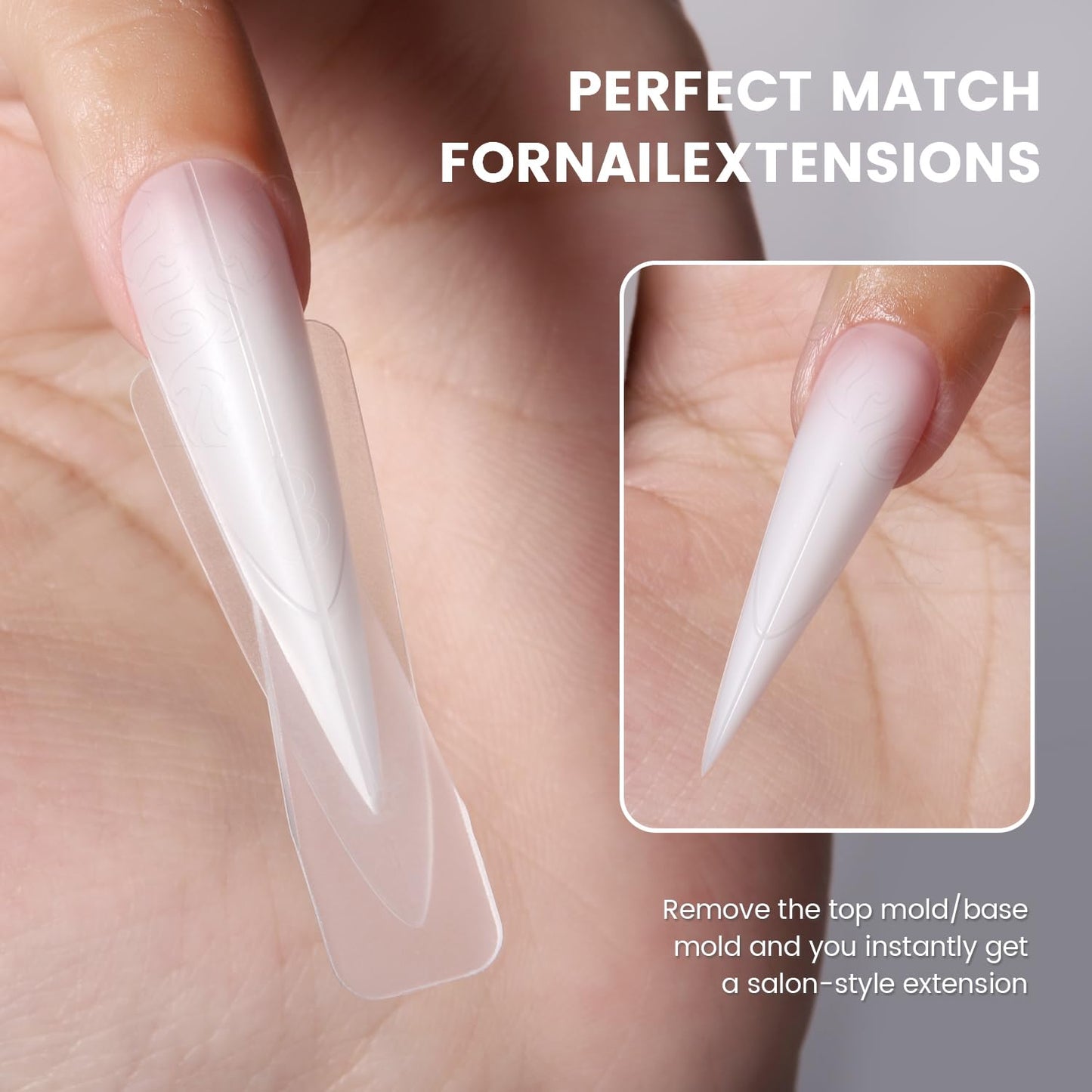 YOKEFELLOW Original Sandwich Dual Nail Forms - 15 Sizes 240Pcs Dual Forms for Builder Gel Quick Nails Extension, Poly Gel Nail Mold For Manicures at Home (W560-Stiletto)