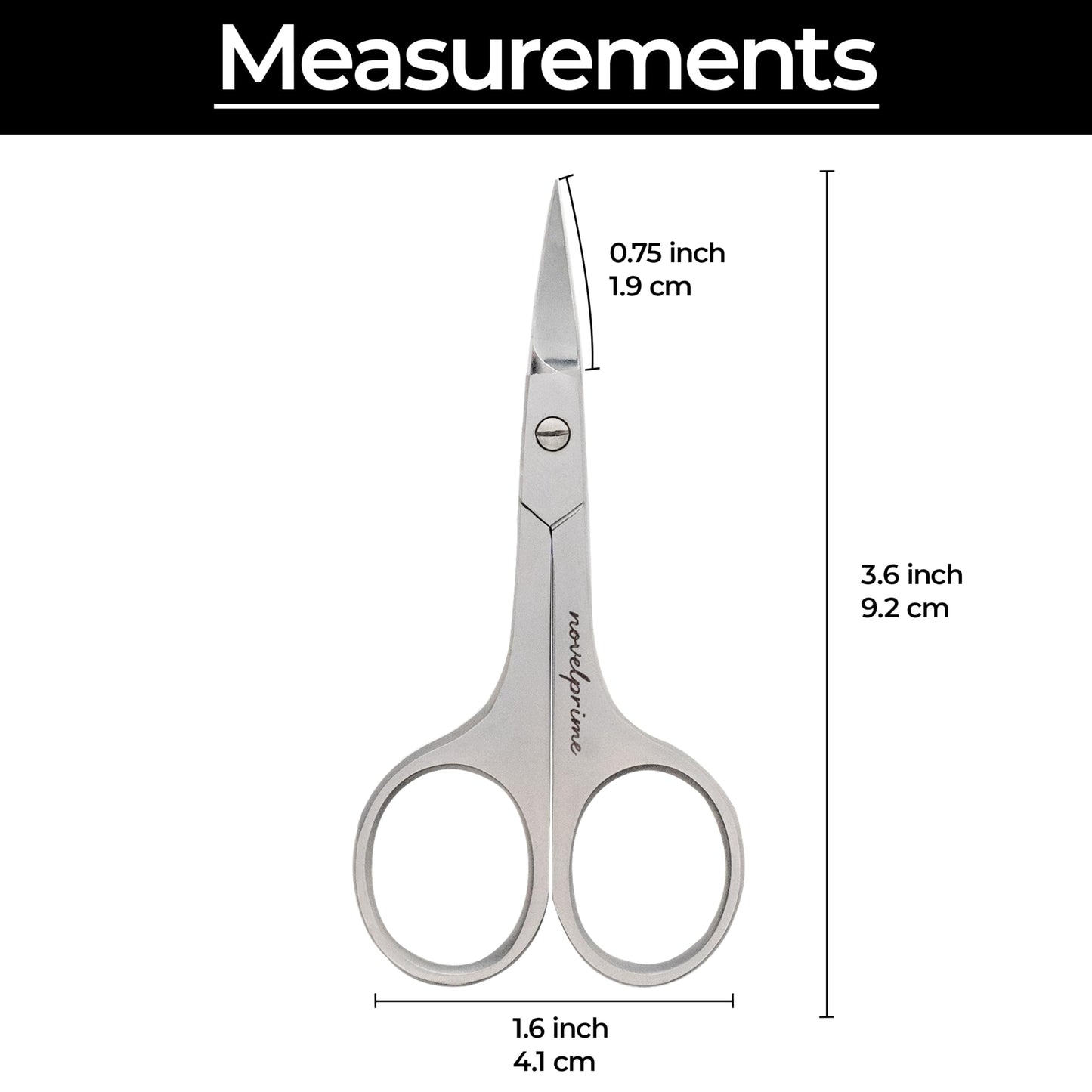 Novel Prime| Stainless Steel Cuticle Scissor with Extra Fine Curved Blade| Nail Scissors for Precise Pointed Tips| Manicure Scissors for Grooming and Eyebrows with Premium Leather Pouch (1 Count)