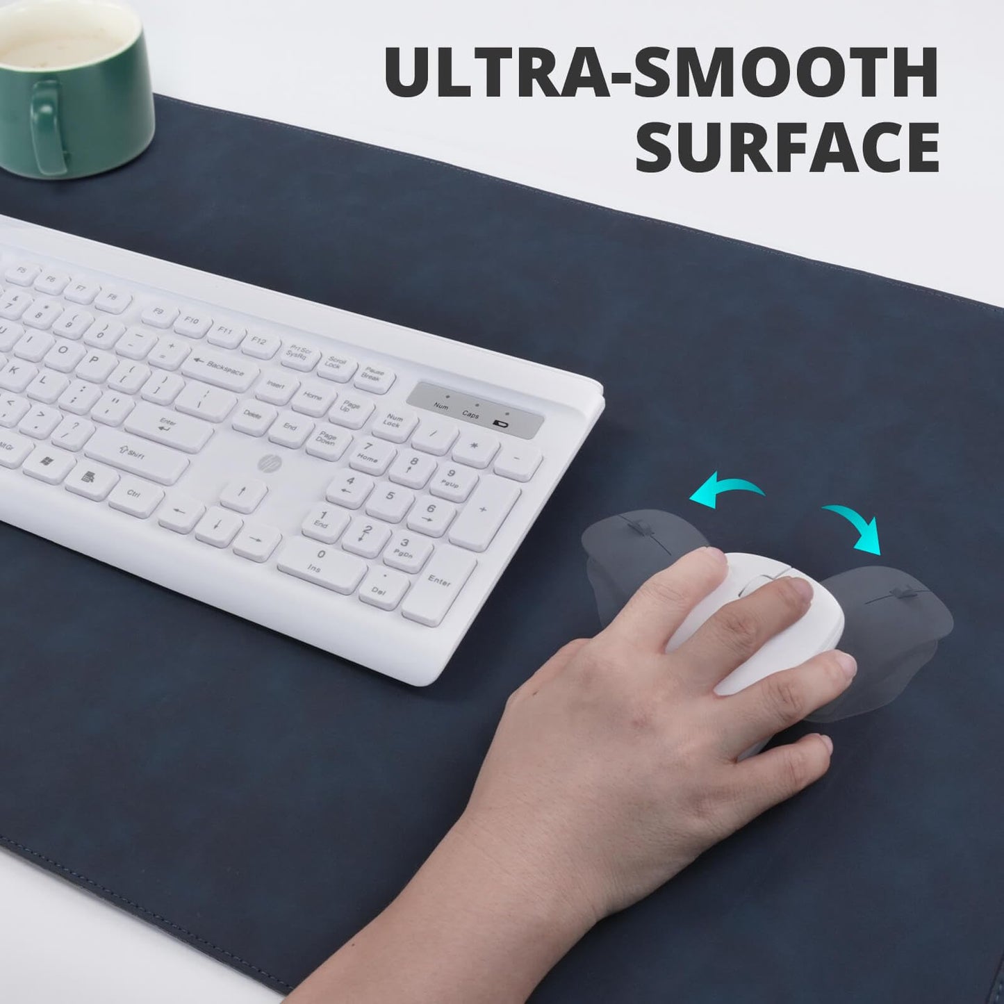 Hi-HONX Magnetic Wireless Charging Desk Pad, Office Desk Mat with Wireless Charger, Waterproof and Scratch-Resistant Large Mouse Mat, Microfiber Leather Mouse Pad for Office and Home Use, Blue Color