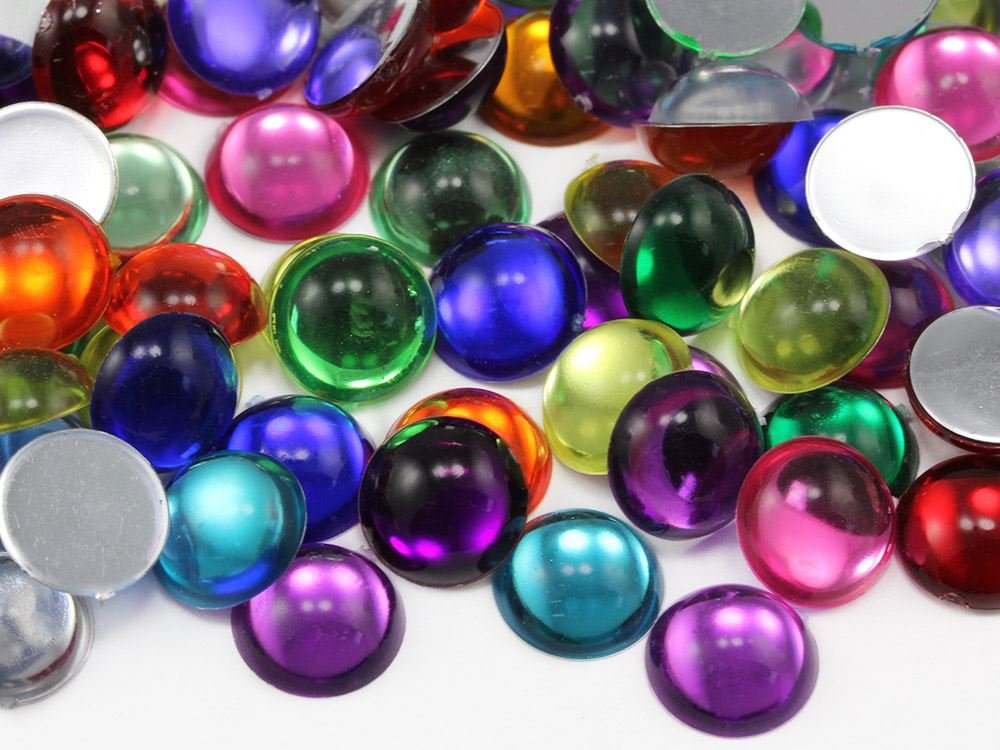 KraftGenius Allstarco 200PCS Flat Back Acrylic Round Pearl Cabochons Plastic Gems Embellishments Jewelry Craft Costumes Card Invitations Cosplay - 5mm Crystal Clear H102
