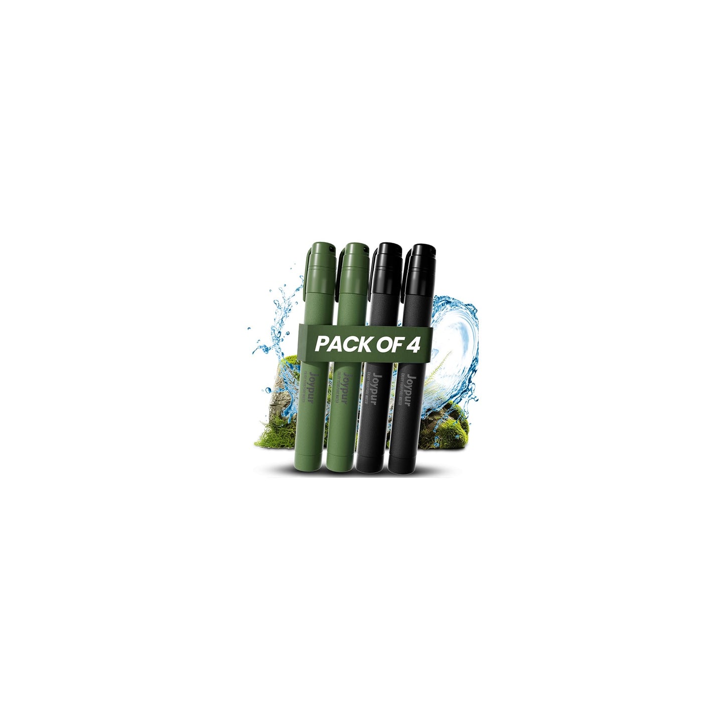 Portable Water Filter Straw Survival, Essential Camping & Hiking Gear, Water Purification Straw for Travel, Biking and Emergency Preparedness (2Black+2Green)