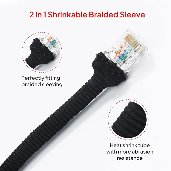 Sonoreboom 2 in 1 Heat Shrink Braided Sleeving Fabric Tubing-Ideal fit Irregular Shape Hose/Cable/Wire (1/2"(12mm), 32FT)