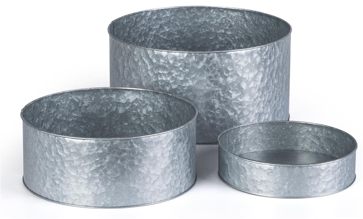 Displays2go Small Metal Plant Stands, Steel w/ Galvanized Coating, Indoor/Outdoor - Silver (SMRGGMR)