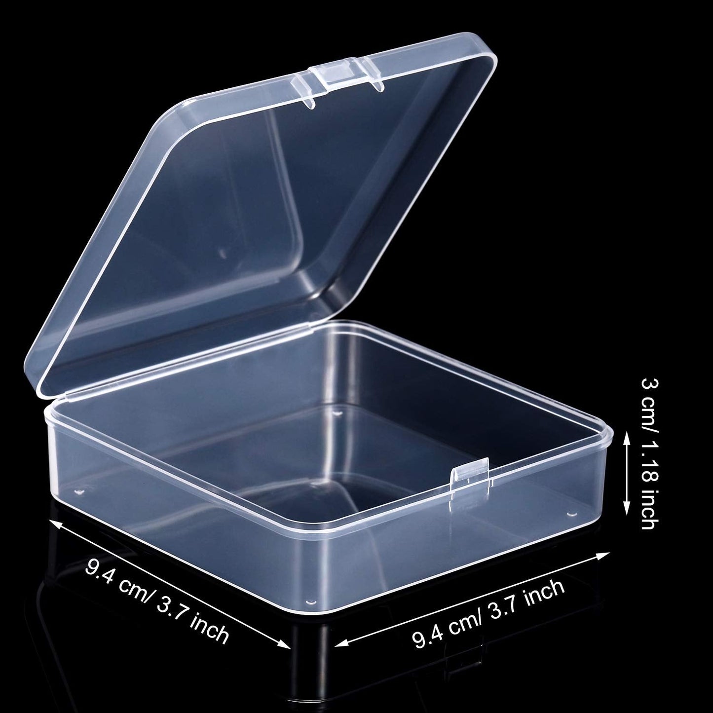 SATINIOR 12 Pack Beads Organizer Box Clear Plastic Beads Storage Containers Box with Hinged Lid for Bracelet Making DIY Jewelry Craft Nail (3.70 x 3.70 x 1.18 Inch)