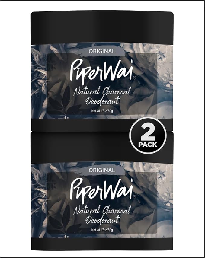 PiperWai Natural Deodorant for Women & Men | Aluminum Free with Activated Charcoal & Magnesium | Vegan (Shark Tank Product)(2 oz Scented Jar 2-Pack)