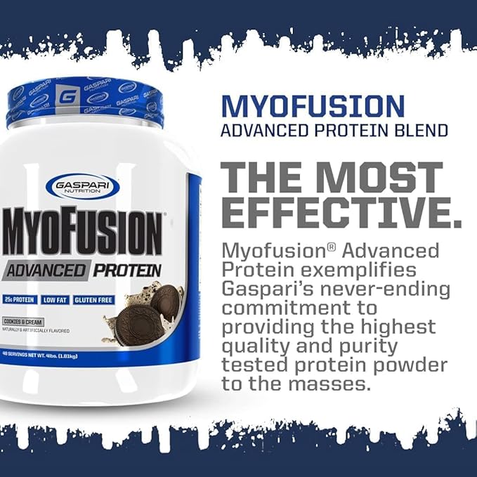 Gaspari Nutrition Myofusion Advanced Protein, Protein Blend with Whey Protein, Casein Protein and Isolate Protein, Low Fat and Gluten Free (Chocolate Peanut Butter Crunch, 4 Pound)
