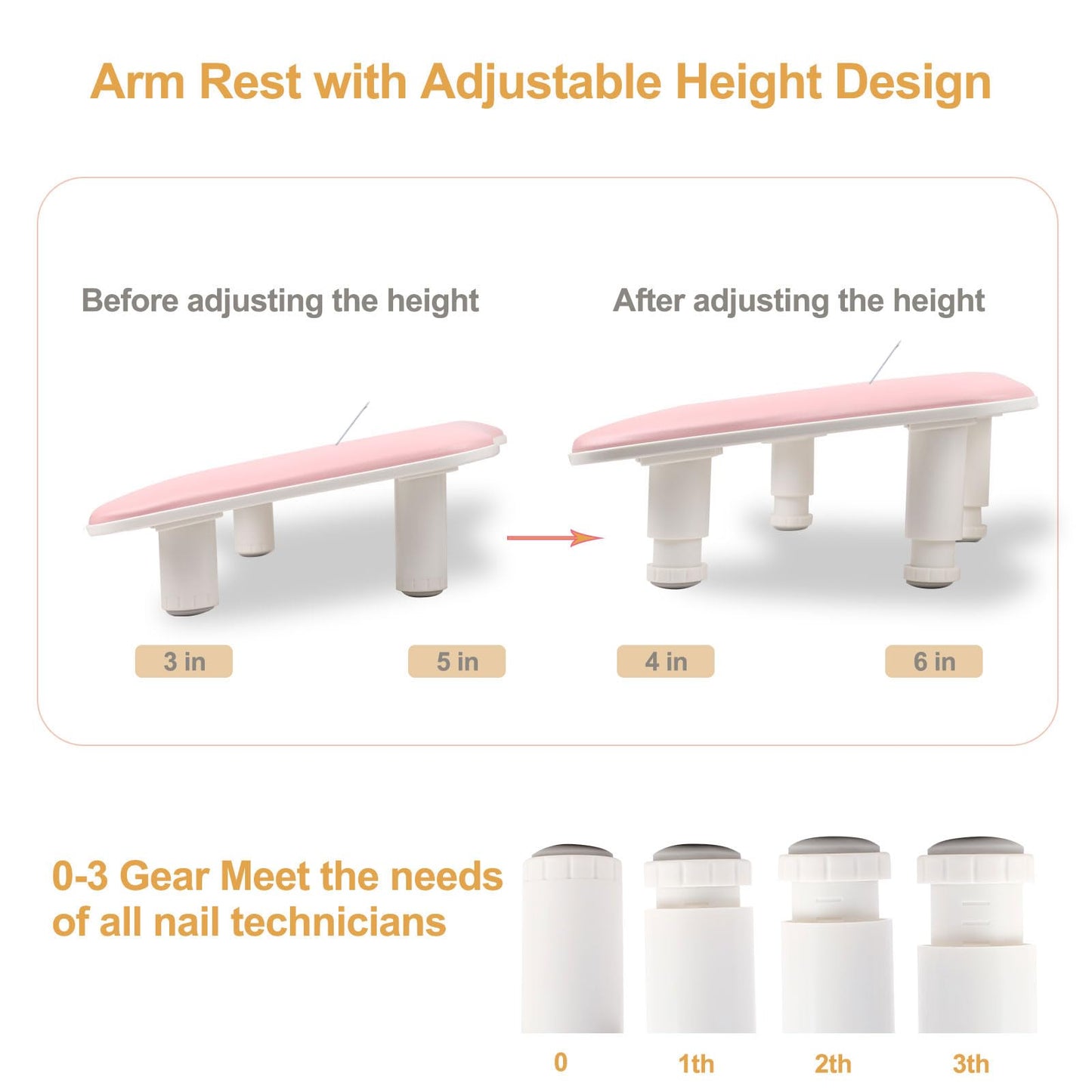 Arm Rest for Nails Tech with a Build-in Phone Holder,U shaped Adjustable Base Manicure Nail Hand Rest Stand Pillow Cushion (Pink)