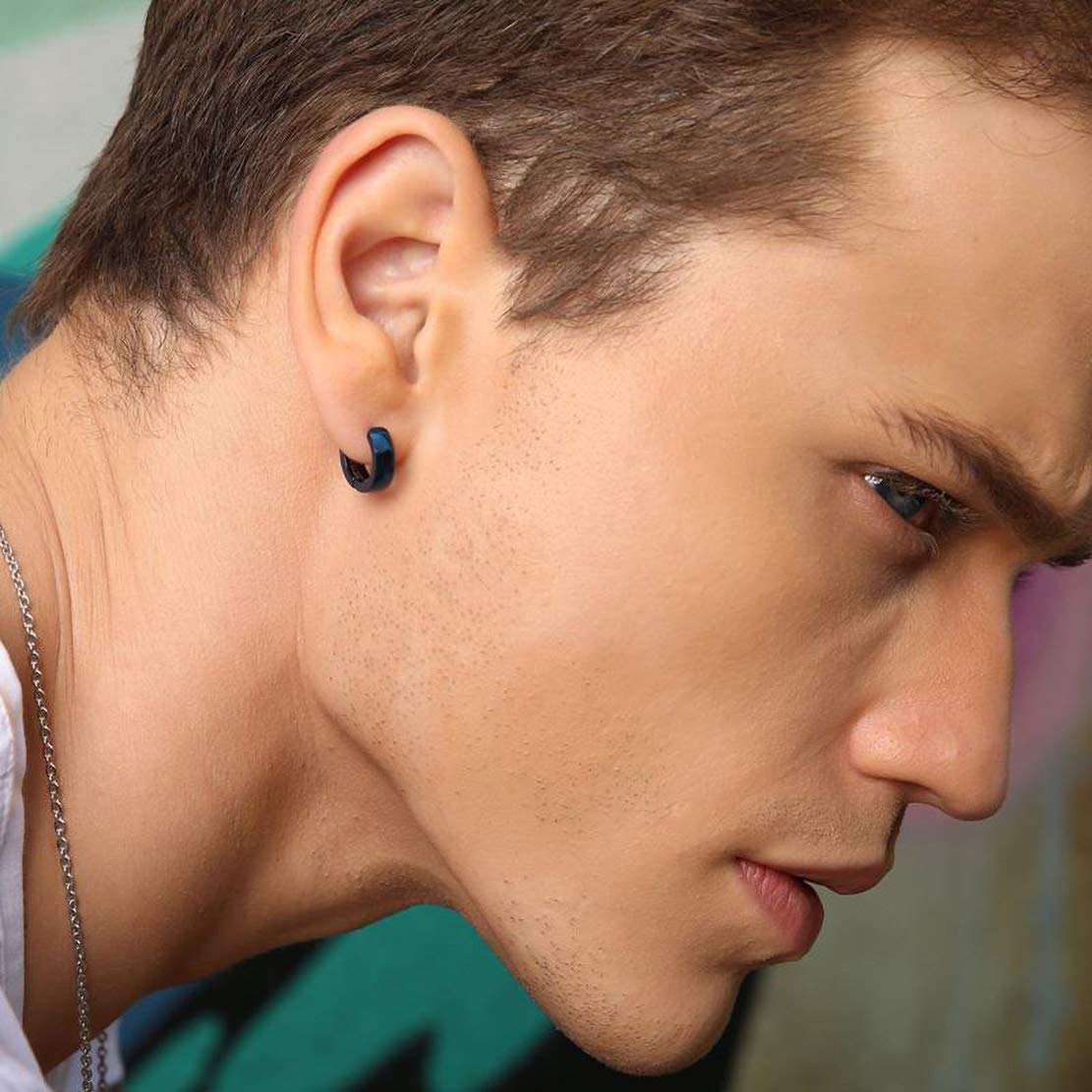 WAINIS 12 Pairs Stainless Steel Non Pierced Earrings for Men Women Magnet CZ Clip on Feather Dangle Earrings Set 8mm