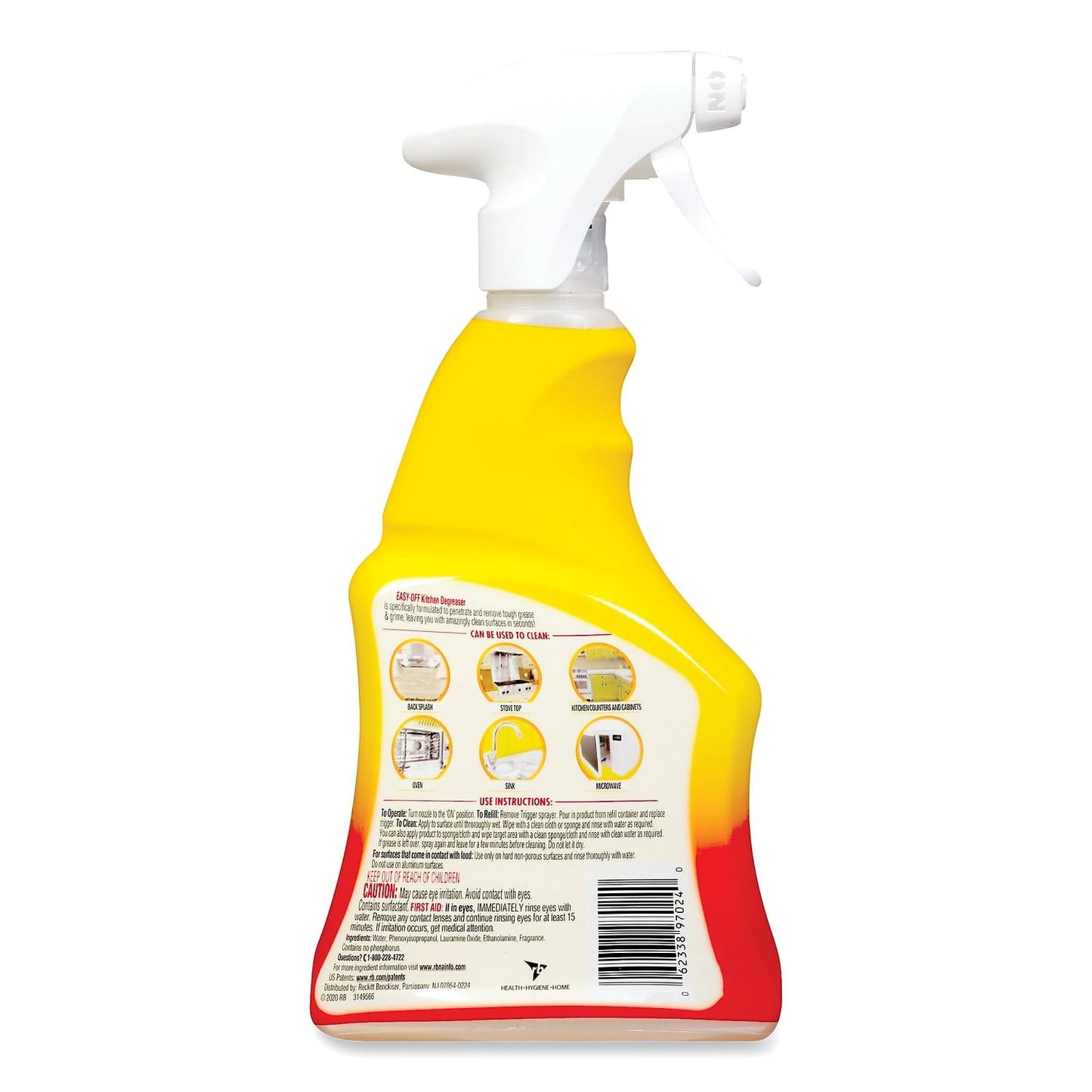 Easy Off Specialty Kitchen Degreaser Cleaner, Clear, Lemon, 16 Fl Oz