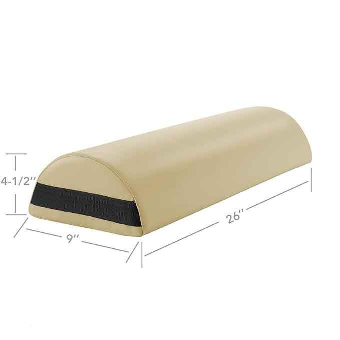 Saloniture Jumbo Half Round Massage Table Bolster Pillow Pad - 26 x 9 x 4.5 Inch - Cream