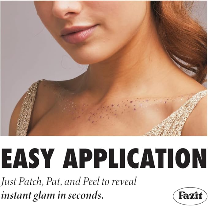 Fazit Makeup Patches - Rose Gold Decollatage Speckles - Glow Up Make-Up Patches - Cute Glitter Makeup Accessories For Women - Cosmetic Glitter