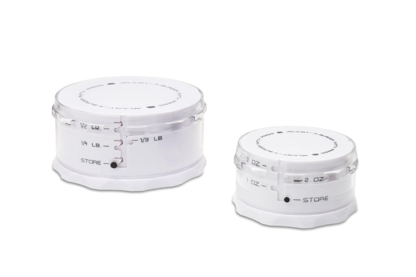 KitchenArt Adjust-A-Burger Press Set, Plastic, 2-Piece, White