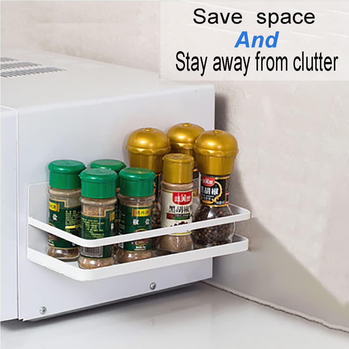 ELESEI Magnetic Spice Rack Refrigerator Side Magnetic Spice Rack Kitchen Magnetic Shelf Magnetic Fridge Shelf Perfect Space Saver for Kitchen/Apartment 2 Pack (White)