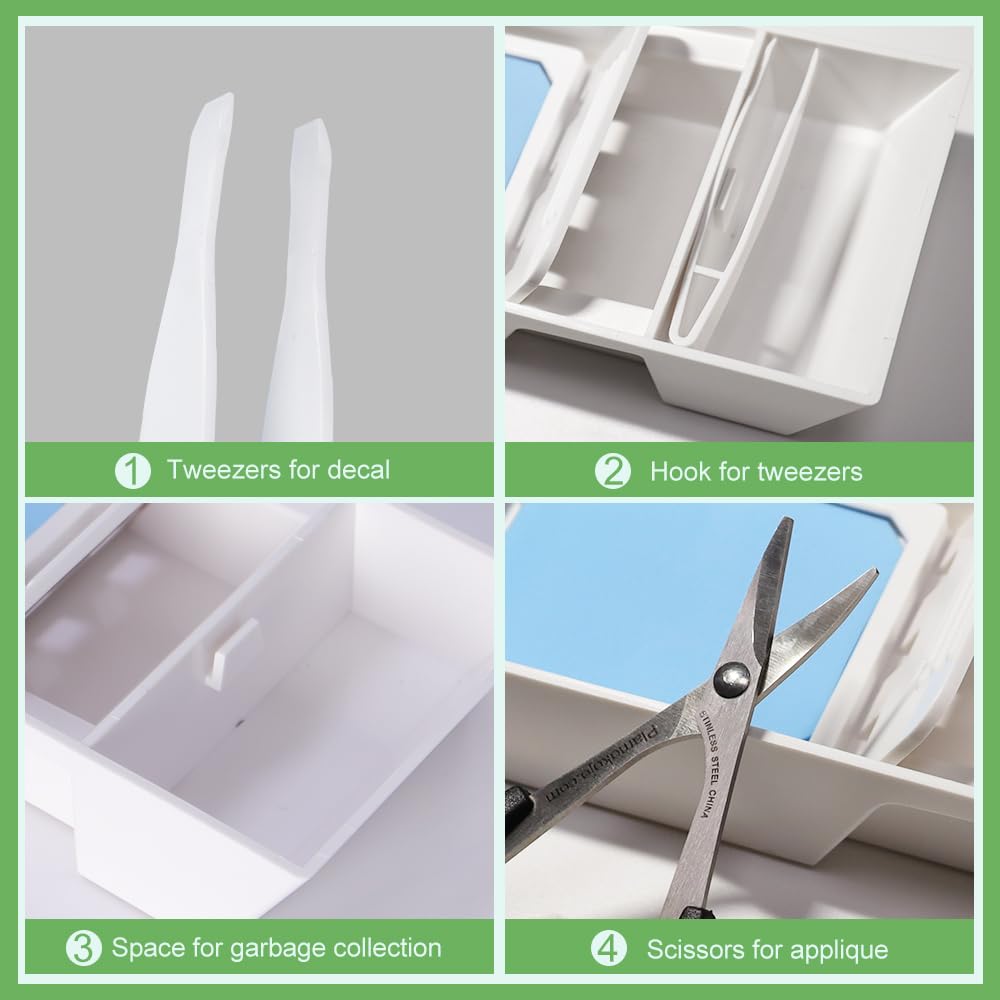 BFFDIYCLUB All-in-One Hobbyist Decal Kit - Curved Scissors, Tweezers, Sponge Pad - Perfect for Model, Aircraft, and Tank Models (PM008)