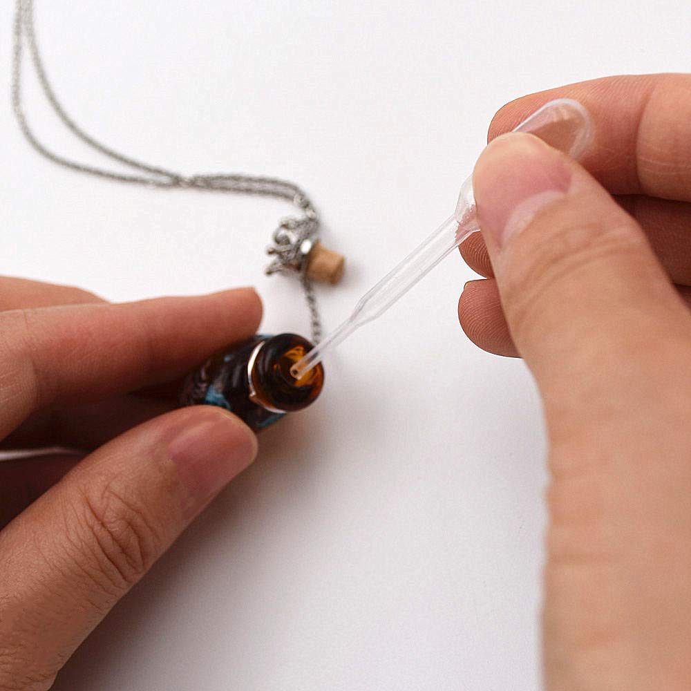 Stainless Steel Colored Glass Pendant Necklace Diffuser Perfume Pendant Aromatherapy Charms (Royal Blue)