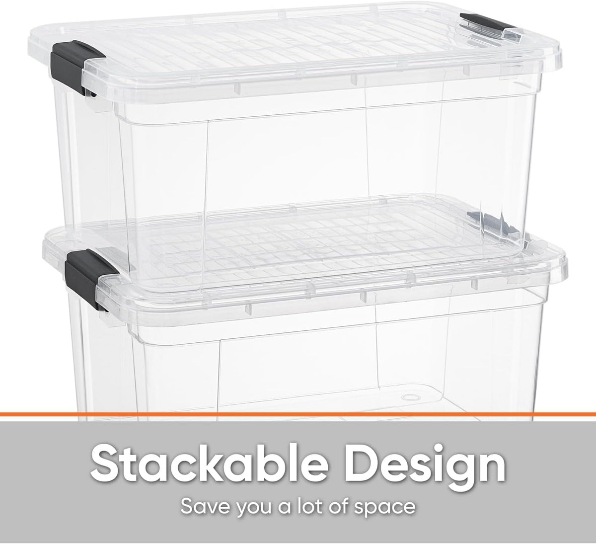 6.6 Quart Clear Plastic Storage Boxes with Lids (6 Count)