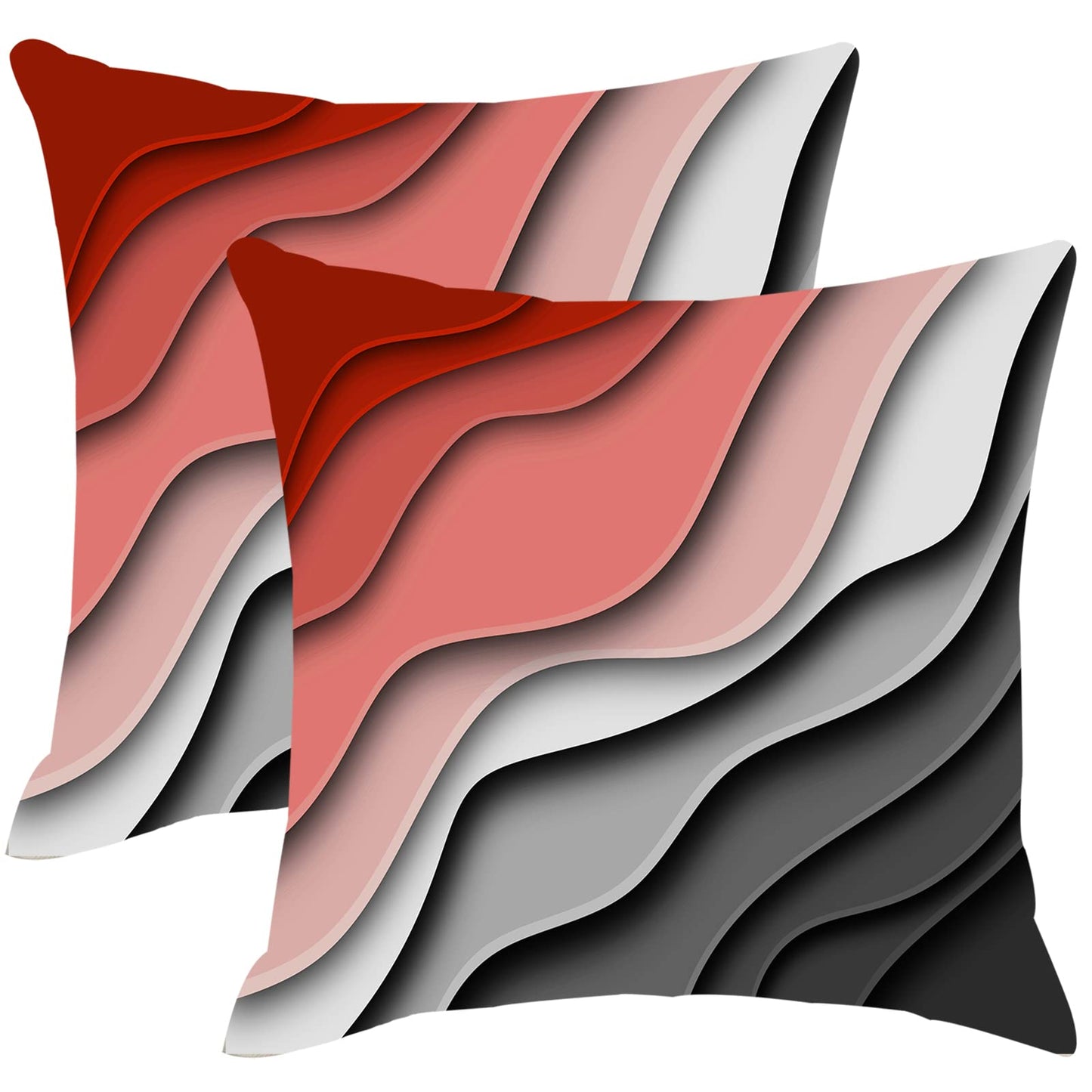 Red Black and Grey Boho Throw Pillow Covers 18x18 Set of 2 Summer Outdoor Abstract Stripe Pillows Cover Mid Century Modern Decorative Pillow Case Farmhouse Cushion Cover for Home Couch Bed Sofa Decor